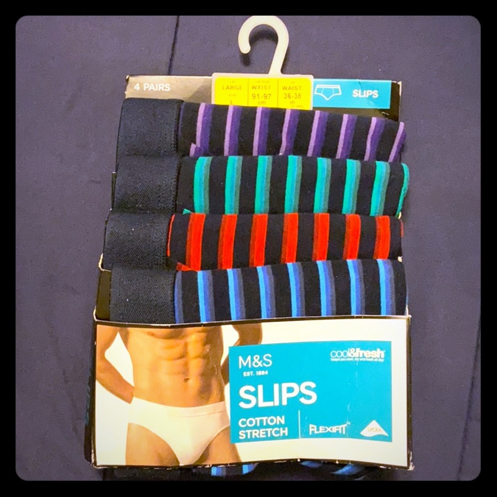 M&s brand slips cotton stretch briefs.